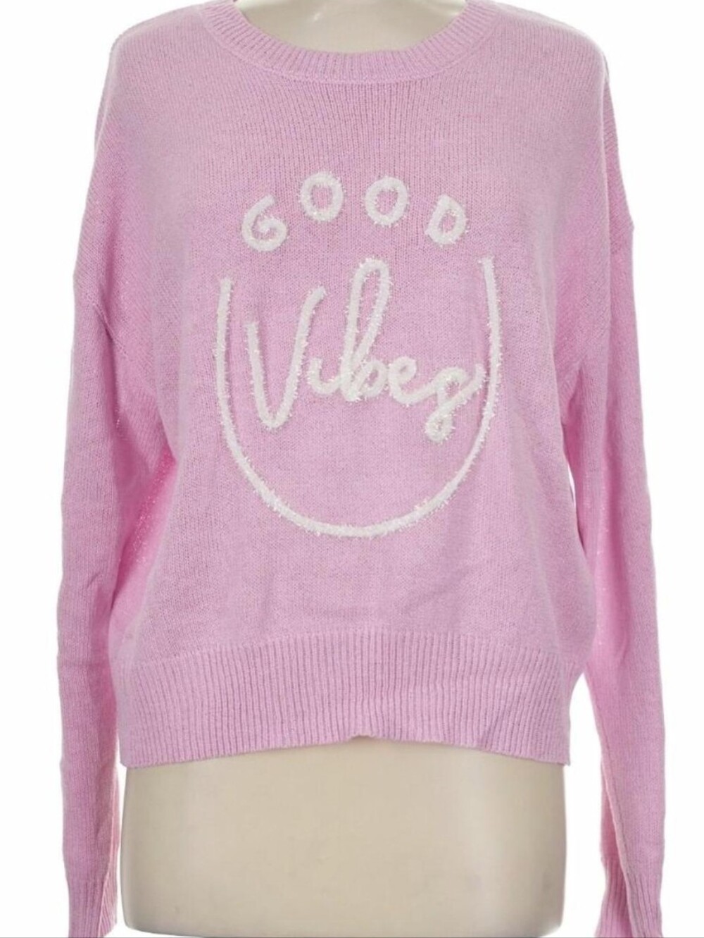 NWT LE LIS COLLECTION Pink Good Vibes Pullover Sweater Medium